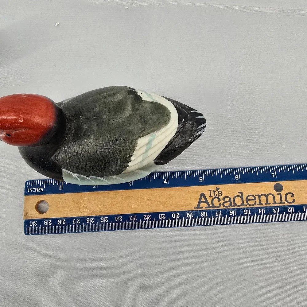 Vintage Hand Painted Duck Decoy Figurines Redhead and Wood Duck‎ Set of 2